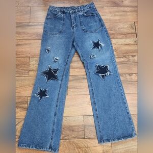 Women's Star Patch Blue Jeans, Size M